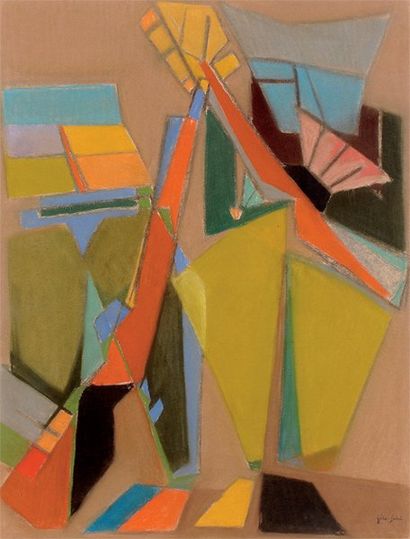 Geza SZOBEL (1905-1963) Abstraction Aquarelle gouachée Signée en bas à droite 64...