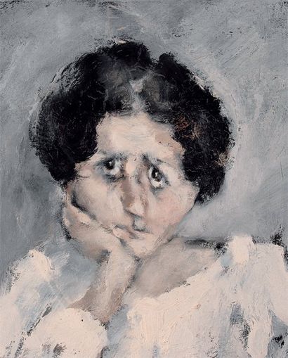 Paolo VALLORZ (né en 1931) Portrait de femme Huile sur toile35 x 30 cm