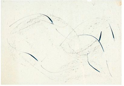 Jean FAUTRIER (1898-1964) Nu Encre bleue et frottage de fusain 22,6 x 31,6 cm Porte...