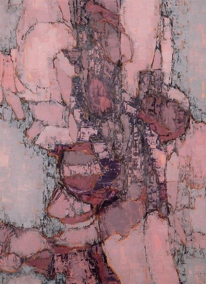 Pierre-César LAGAGE (1911-1977) Composition abstraite rose, 1967 Huile sur papier...