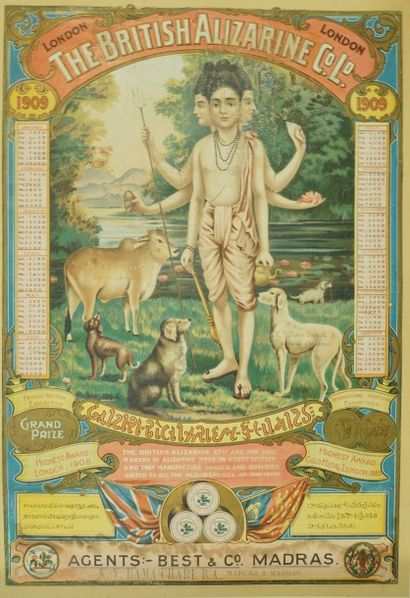 ANONYME THE BRITISH ALIZARINE.London, 1909 Rama Chani, Madura - 70 x 48 cm - Entoilée,...