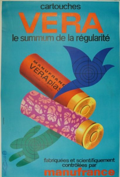 AURIAC Jacques (1922) CARTOUCHES VERA.” LE SUMMUM DE LA RÉGULARITÉ”. Manufrance,...
