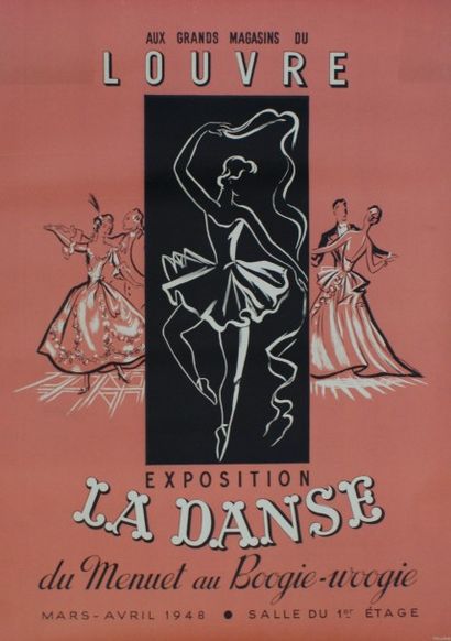 ANONYME Aux Grands Magasins du Louvre.EXPOSITION LA DANSE.”du Menuet au Boogie-Woogie”.1948...