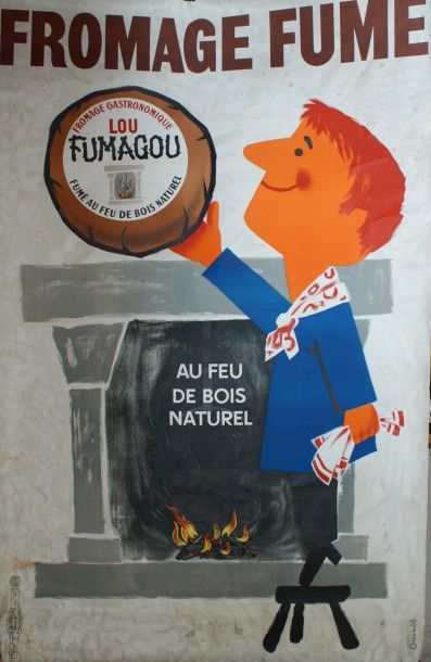 OMNES LOU FUMAGOU.”FROMAGE GASTRONOMIQUE AU FEU DE BOIS NATUREL”.Vers 1955 Etablissements...