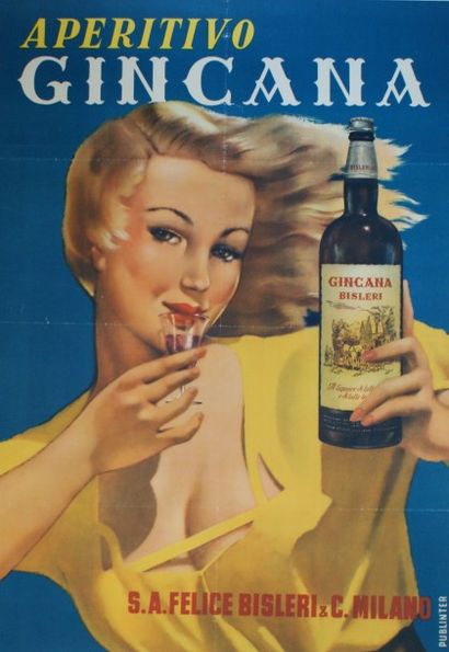 ANONYME APERITIVO GINCANA.Vers 1950 Publinter (offset) - 138 x 97 cm - Entoilée,...