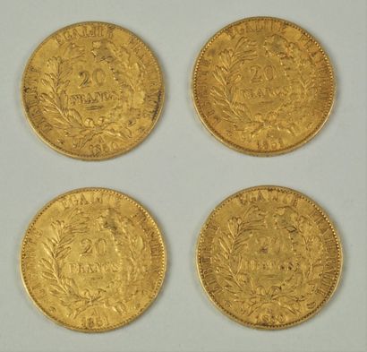 null 4 pièces 20 francs Céres 1850-1851 poids 25.6 grs