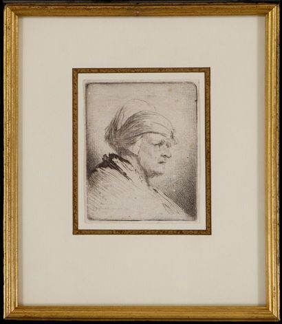 Georg Friedrich SCHMIDT (1712-1775) d'après REMBRANDT Profil de femme au turban Eau-forte...