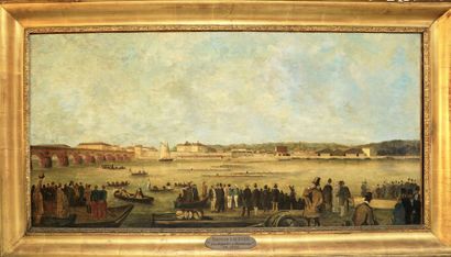 Tristan LACROIX ( 1849 - 1914) Les régates de Bordeaux, huile sur toile dans un cadre...