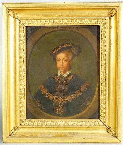 Ecole XIXème. Portrait de jeune homme , huile sur panneau 25 x 20 cm