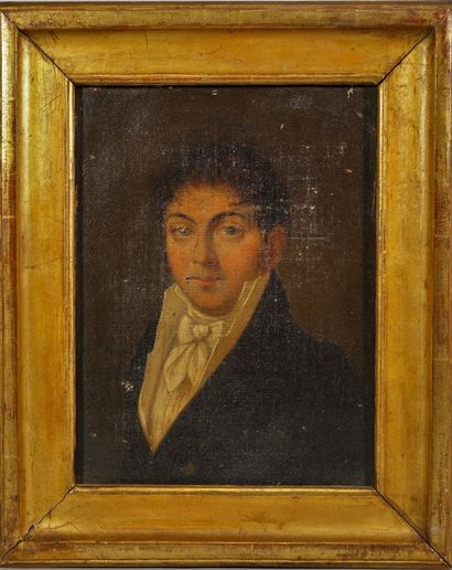 Ecole XIXème Portrait d'homme huile sur toile 32 x 24 cm