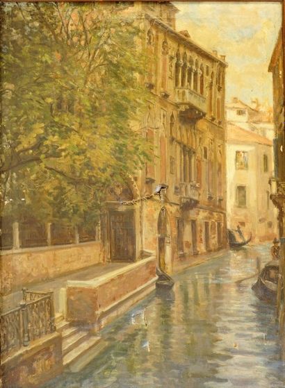Saverio ALTAMURA ( 1822 - 1897) Venise, huile sur toile accidentée.
