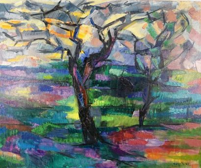 Jean MARZELLE (1916-2005) Les arbres , huile sur toile signée et datée 57 60 x 73...