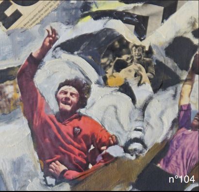 Véronique FREUND (1918-2012) Rugbyman
Collage et huile sur toile
Non signé
89 x 116...