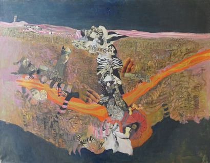 Véronique FREUND (1918-2012) Abstraction rose et noir
Collage et huile sur toile
Non...
