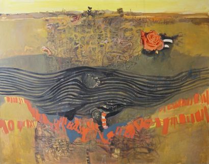Véronique FREUND (1918-2012) Abstraction Rose
Collage et huile sur toile
Non signé
89...