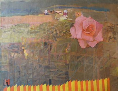 Véronique FREUND (1918-2012) Abstraction M, 1982
Collage et huile sur toile
Signé,...