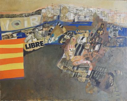 Véronique FREUND (1918-2012) Libre, 1974
Collage et huile sur toile
Signé, daté et...