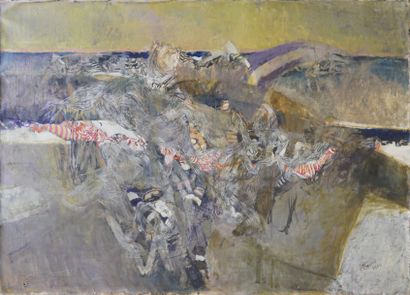 Véronique FREUND (1918-2012) Abstraction Paysage, 1988
Collage et huile sur toile
Signé,...