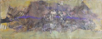 Véronique FREUND (1918-2012) Ligne violette
Collage et huile sur toile
Non signé
37...