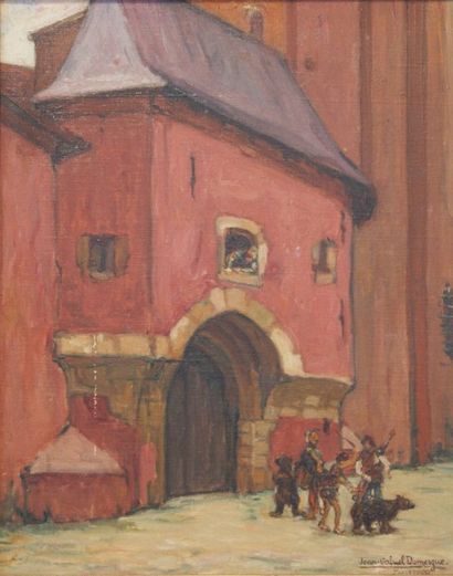 Jean-Gabriel DOMERGUE (1889-1962) Troubadours à l'entrée d'un château, 1909
Huile...