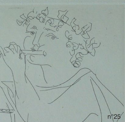 Pablo Picasso (1881-1973) Flûtiste et jeune fille au tambourin, 1934
Eau forte, une...