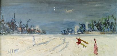 Gabriel DAUCHOT (1927-2005) Paysage enneigé le soir
Huile sur toile
Signée en bas...