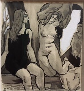 HENRI CLEMENT-SERVEAU (1886-1972) Deux baigneuses
Encre, lavis d'encre et gouache
Signé...