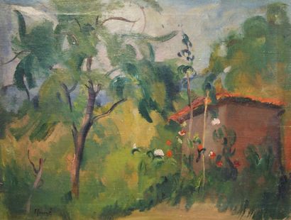 Edmond HEUZE (1884-1967) Dans le jardin
Huile sur toile
Signée en bas à gauche
46,5...