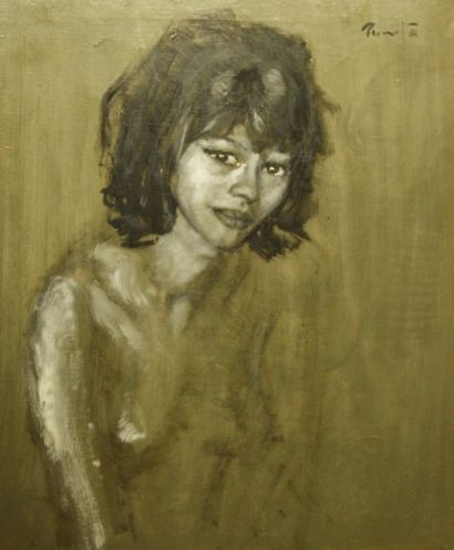 Pierre Laurent BRÉNOT (1913-1998) Jeanne, 1964
Huile en grisaille sur toile
Signée...