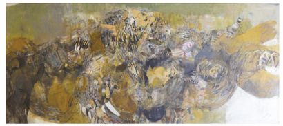 Véronique FREUND (1918-2012) Abstraction, 1988
Collage et huile sur toile
Signé et...