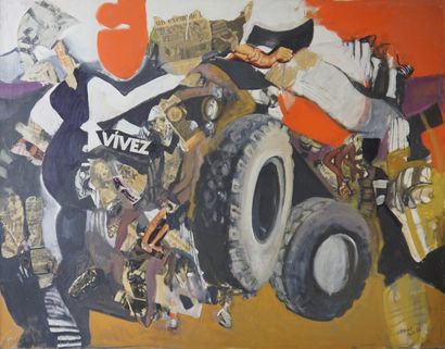 Véronique FREUND (1918-2012) Vivez, 1970
Collage et huile sur toile
Signé, daté et...