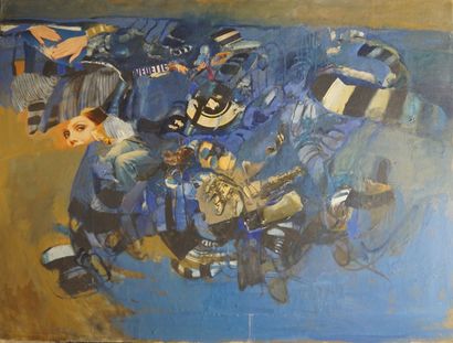 Véronique FREUND (1918-2012) Abstraction bleue
Collage et huile sur toile
Non signé
97,5...