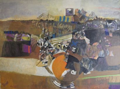 Véronique FREUND (1918-2012) Abstraction
Collage et huile sur toile
Non signé
97...