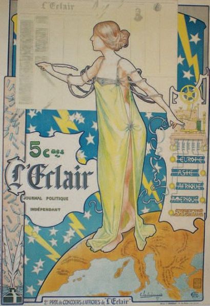 VAVASSEUR Eugéne (1863-1949) L'ÉCLAIR. "JOURNAL POLITIQUE INDÉPENDANT". 1897
Imp....