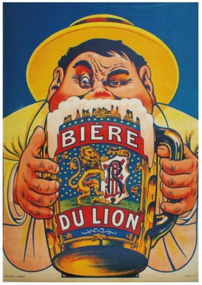 OGÉ (non signé) BIÈRE DU LION.
Imp. Pichot, Paris - 80 x 58 cm - Entoilée, bon é...