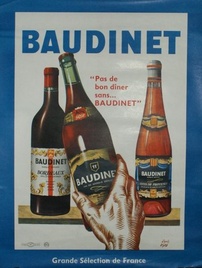 OSIS (d’après) BAUDINET- BORDEAUX-COTES DE PROVENCE.” PAS UN BON DÎNER SANS...BAUDINET”....