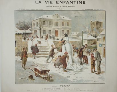 DUTRIAC Georges (1893-1939) LA VIE ENFANTINE. Série I L’ÉCOLE. “Avant la classe,...
