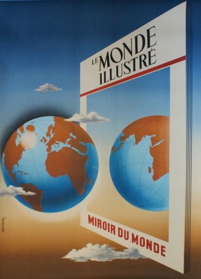 COLIN Jean (1881-1961) LE MONDE ILLUSTRÉ.“LE MIROIR DU MONDE”.Vers 1945 Imprimerie...