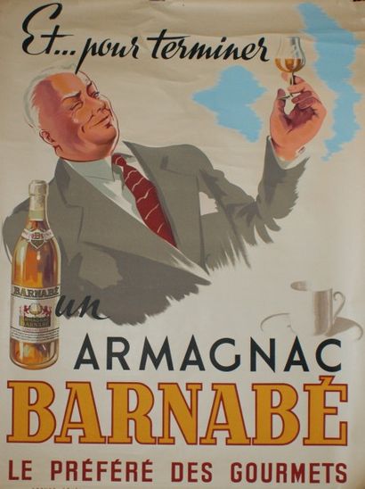 ANONYME (4 affiches) ARMAGNAC BARNABÉ.”LE PRÉFÉRÉ DES GOURMETS”. Vers 1946. Damour...