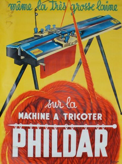 BELLENGER.J MACHINE À TRICOTER PHILDAR Imprimerie de La Vasselais, Paris - 155 x...
