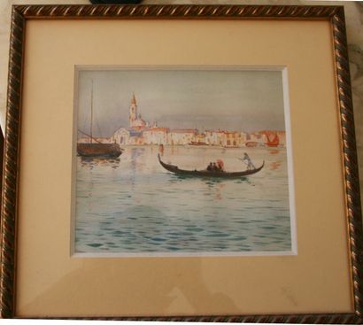 LESSIEUX Ernest Louis (1848-1925) « Le grand Canal à Venise » Aquarelle 19 x 21,5...