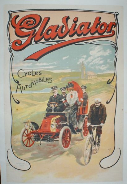 TICHON Charles (monogramme) CYCLES AUTOMOBILES GLADIATOR Imp.Kossuth & Cie - 56 x...