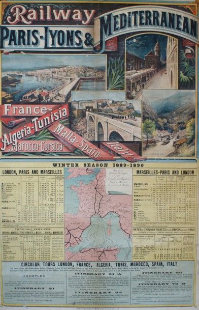 ANONYME RAILWAY PARIS-LYONS & MEDITERRANEAN.”France, Algéria-Tunisia- Marocco-Corsica…Italy”.1889-1890...