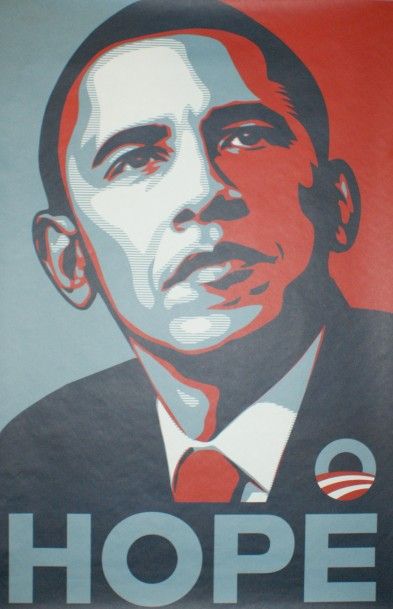 Shepard FAIREY (né en 1970) ”HOPE”. BARACK OBAMA.2008 Offset et lithographie - Non...