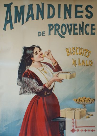 ANONYME AMANDINES DE PROVENCE.”BISCUITS H.LALO” Sans imprimeur - 135 x 98 cm - Entoilée,...