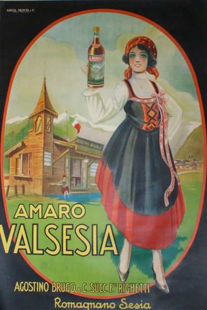 ANONYME AMARO VALSESIA.”VERMOUTH DES DAMES”. AGOSTINO BRUGO & C. Gros. Monti & Cie,...