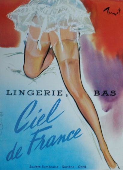 BRENOT Pierre-Laurent (1913-1998) CIEL DE FRANCE.”LINGERIE-BAS”.Vers 1955 Etablissements...