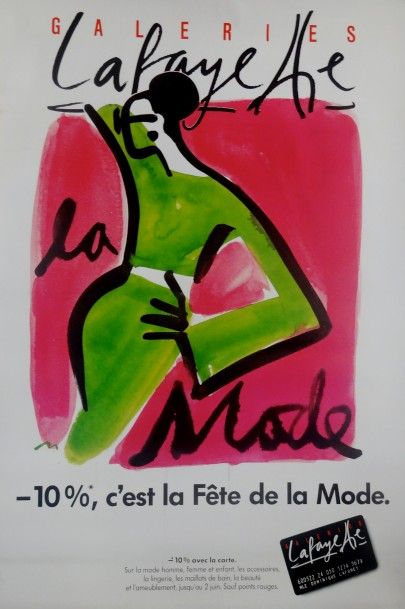 KENZO GALERIES LAFAYETTE.“LA MODE”. 1990 Eldorado (offset) - 175 x 120 cm - Non entoilée,...