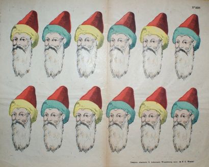 ANONYME PORTRAITS DU PÈRE NOËL Lithographie en couleurs. Imagerie alsacienne R.Ackermann...