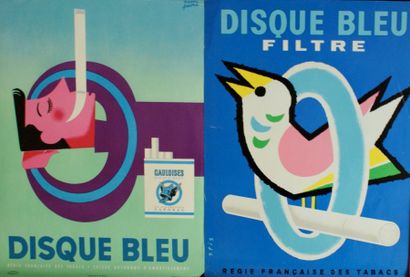 CRÉATION SEITA (4 affichettes) DISQUE BLEU & ROYAL Printed in France - Imprimeries...